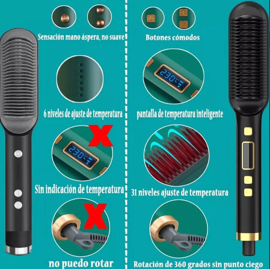 Cepillo Alisador Inteligente— ¡Liso, brillante y sin frizz en minutos!