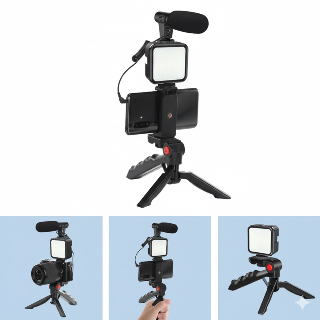 Trípode De Celular Con Luz Y Micrófono