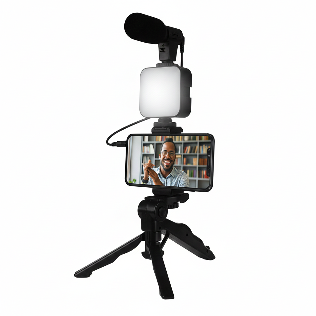 Trípode De Celular Con Luz Y Micrófono